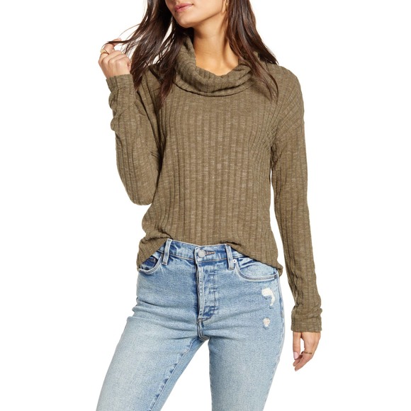 bp Tops - BP. Olive Italy Cozy Ribbed Turtleneck Top L